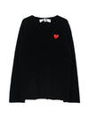 Comme Gar on small heart wappen V neck knit black - COMME DES GARCONS PLAY - BALAAN 1