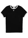 Contrast Signature Short Sleeve T-Shirt Black - COURREGES - BALAAN 4