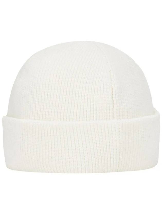 Logo Ribbed Soft Organic Cotton Beanie White - STONE ISLAND - BALAAN 3