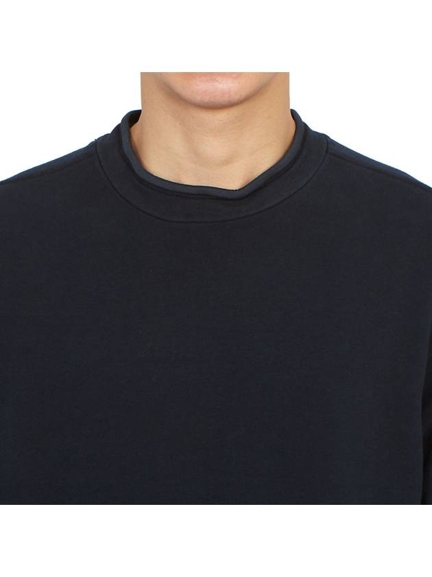 Stretch Cotton Fleece Mock Turtleneck Sweatshirt Navy - STONE ISLAND - BALAAN 7