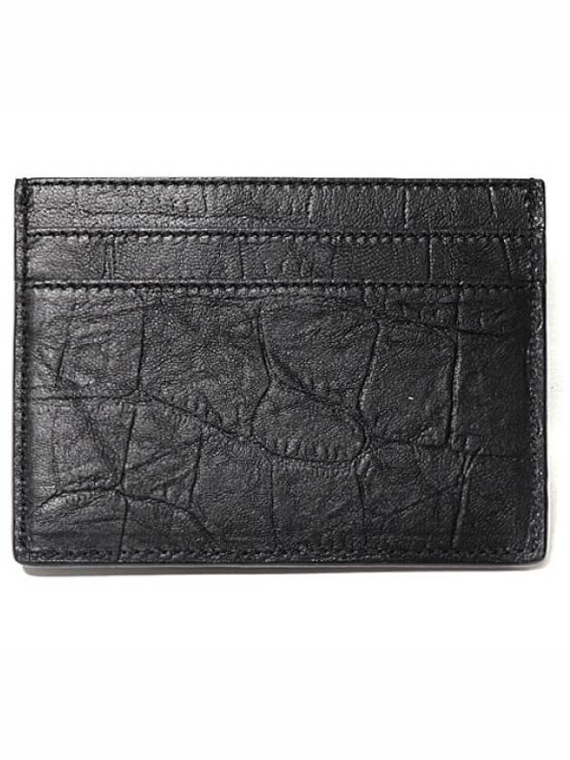 Monogram Crocodile Leather Card Wallet Black - SAINT LAURENT - BALAAN 3