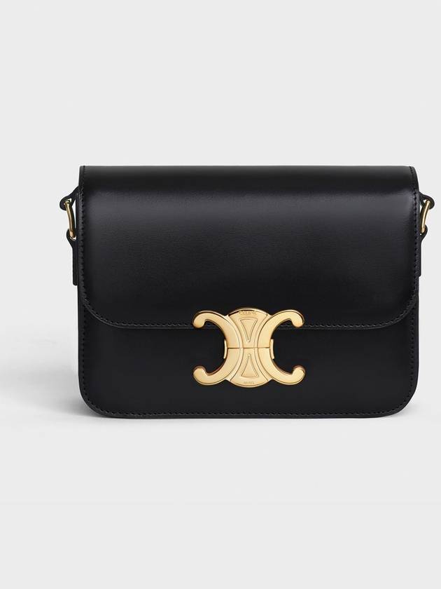 Teen Triomphe Shiny Calfskin Cross Bag Black - CELINE - BALAAN 3