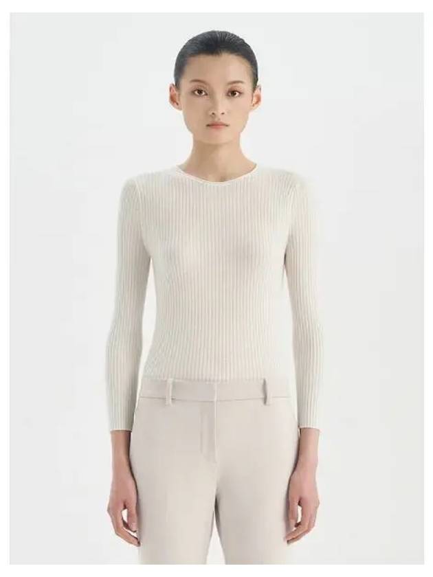 Women s Merino Wool Slim Rib Pullover Ivory Domestic Product GM0024022376693 - THEORY - BALAAN 1