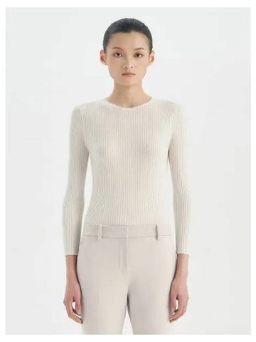 Women s Merino Wool Slim Rib Pullover Ivory Domestic Product GM0024022376693 - THEORY - BALAAN 1