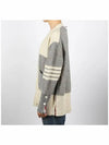 Donegal Diagonal Oversized Colour Block Wool Cardigan Grey Cream - THOM BROWNE - BALAAN 4