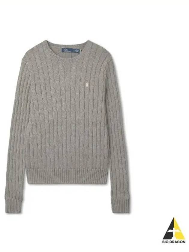 W cable knit cotton crewneck sweater gray - POLO RALPH LAUREN - BALAAN 1