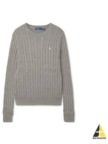 W cable knit cotton crewneck sweater gray - POLO RALPH LAUREN - BALAAN 1