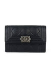 Boy  Flap Card Holder Grained Calfskin Ruthenium Black - CHANEL - BALAAN 1