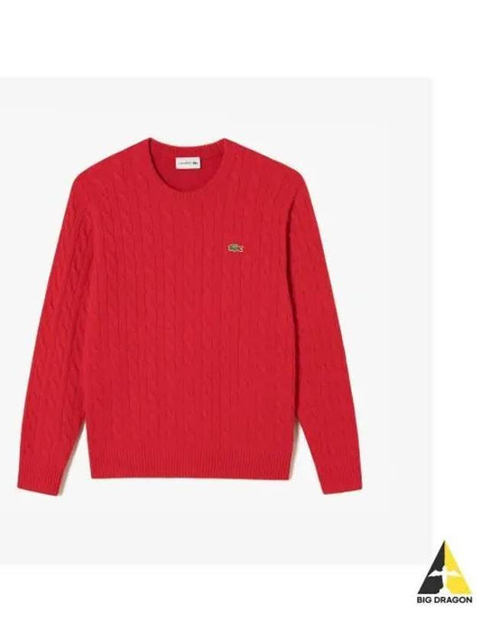 men cable pullover red - LACOSTE - BALAAN 1