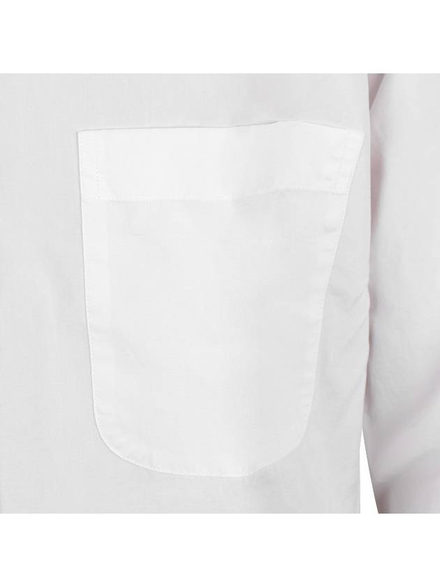 Men's Grosgrain Placket Solid Poplin Long Sleeve Shirt White - THOM BROWNE - BALAAN 7