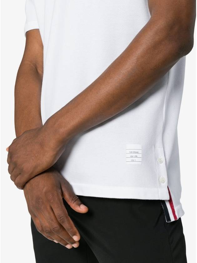 Men's Center Back Striped Short Sleeve T-Shirt White - THOM BROWNE - BALAAN 5