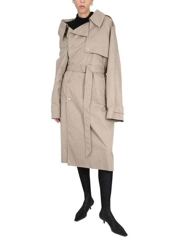 double breasted overfit trench coat beige - BALENCIAGA - BALAAN 3