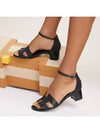 Encens 50 Strap Calfskin Sandal Heels Noir - HERMES - BALAAN 3