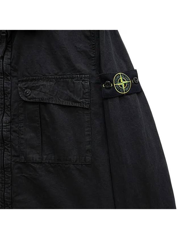 Old Treatment Garment Dyed Overshirt Jacket Black - STONE ISLAND - BALAAN 4