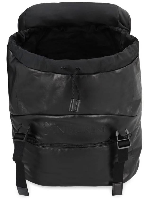 Grained Leather Backpack Black - SAINT LAURENT - BALAAN 6