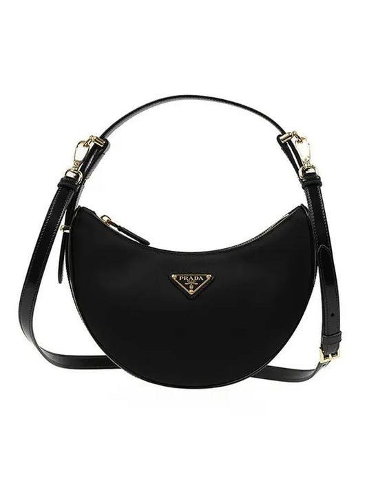 Arque Re-Nylon Brushed Leather Mini Shoulder Bag Black - PRADA - BALAAN 1