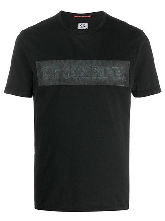 Vintage Square Logo Short Sleeve T-Shirt Black - CP COMPANY - BALAAN.