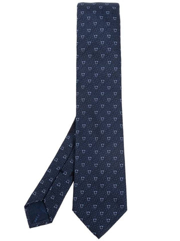 FERRAGAMO Silk Tie, Men's, Navy Blue - SALVATORE FERRAGAMO - BALAAN 1