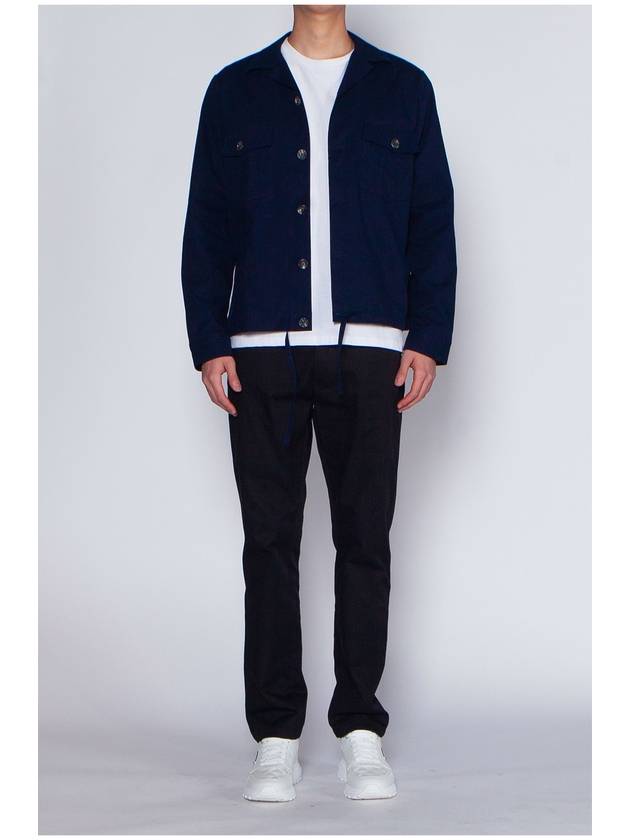 Drawstring Classic Over Long Sleeve Shirt Navy - AMI - BALAAN 5