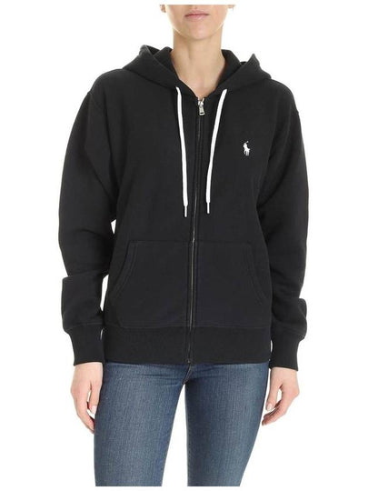 Embroidered Logo Zip Up Hoodie Black - POLO RALPH LAUREN - BALAAN 2