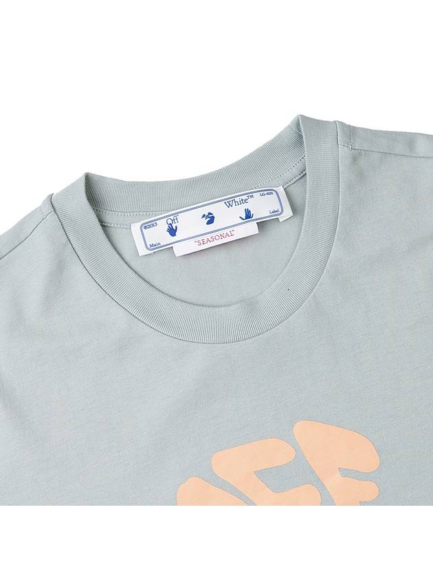 Logo Print Cotton Short Sleeve T-Shirt Blue - OFF WHITE - BALAAN 4