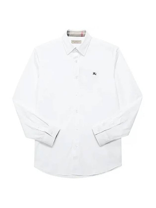 Men's Cambridge Logo Embroidered Long Sleeve Shirt White - BURBERRY - BALAAN 1