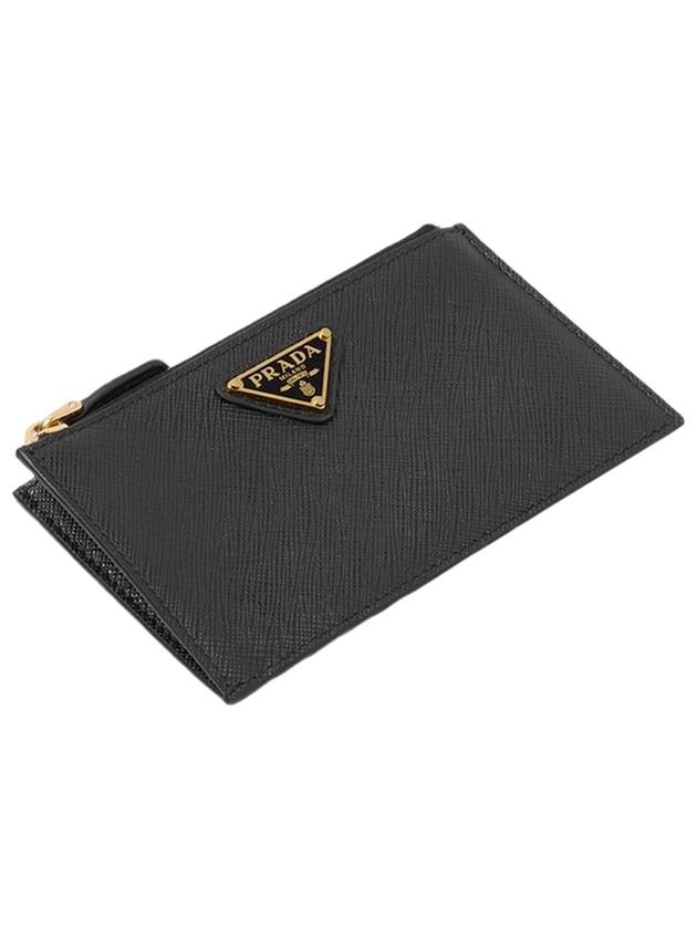 Saffiano Leather Card Wallet Black Silver - PRADA - BALAAN 3