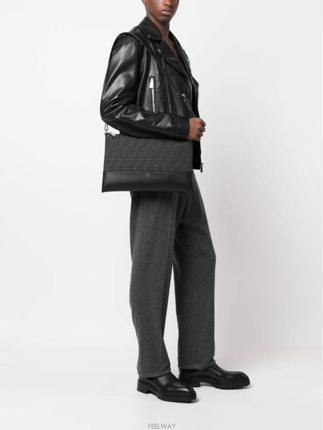 FF Diagonal Leather Cross Bag Black - FENDI - BALAAN 3