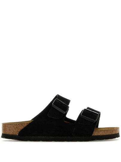 Arizona Suede Leather Slippers Black - BIRKENSTOCK - BALAAN 2