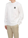 Logo Patch Cotton Jersey Long Sleeve T-Shirt White - STONE ISLAND - BALAAN 5