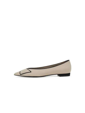 Women s Color Trimming Flat Ballerina Shoes Beige - EMPORIO ARMANI - BALAAN 1