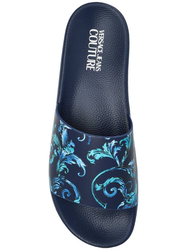 Versace Jeans Couture Rubber Slides With Print, Men's, Navy Blue - VERSACE - BALAAN 6