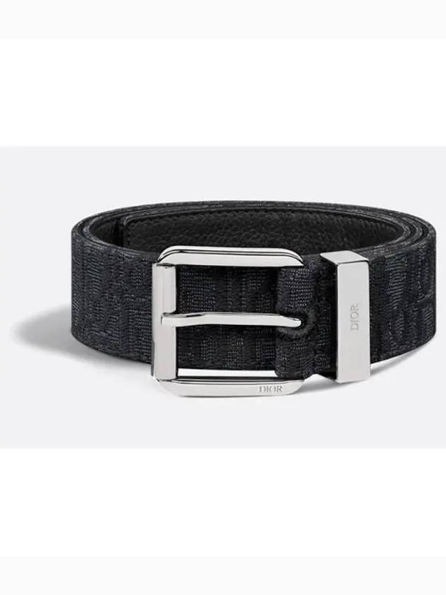 Logo Jacquard Leather Belt Black - DIOR - BALAAN 3