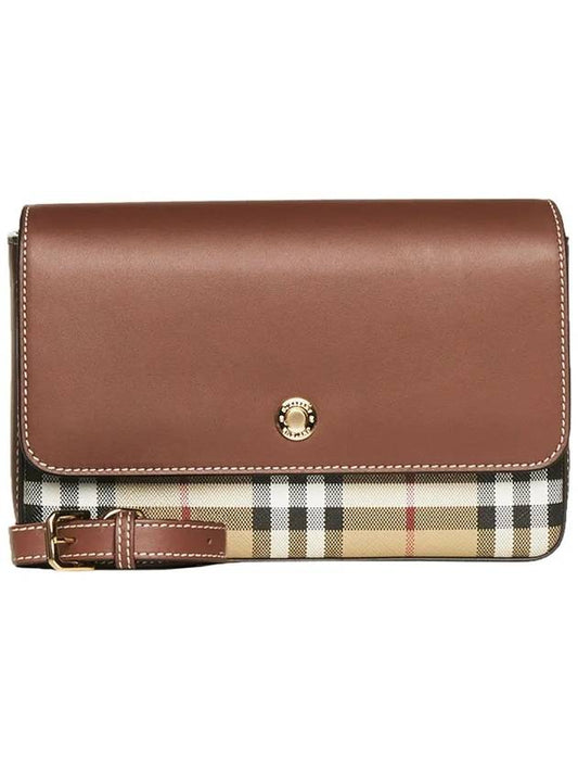 Vintage Check and Leather Penny Crossbody Bag Archive Beige Tan - BURBERRY - BALAAN 2