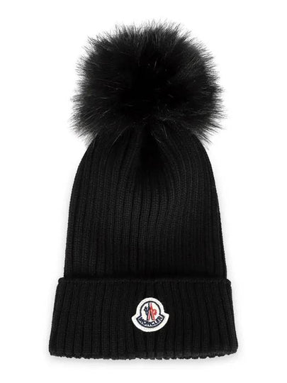 Kids Pom Wool Beanie Black 3B00018 04S01 999 - MONCLER - BALAAN 2