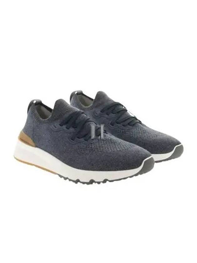 Stretch Knit Low Top Sneakers Blue - BRUNELLO CUCINELLI - BALAAN 2