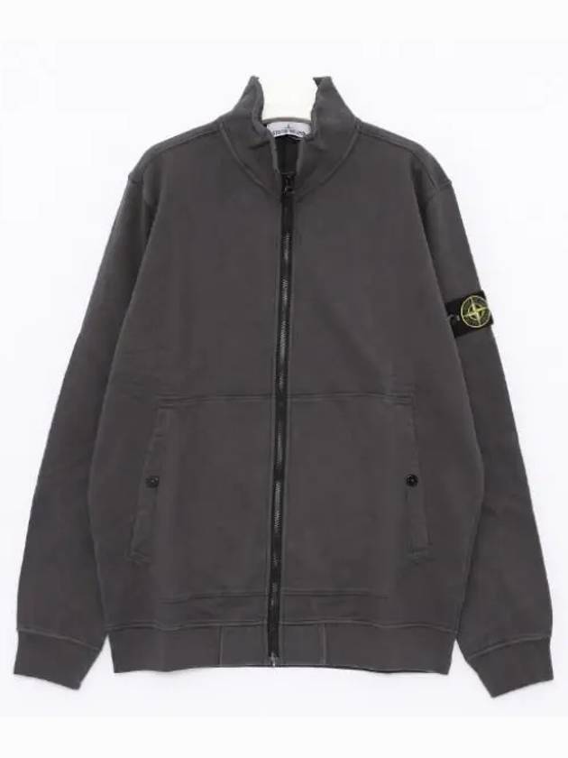 Men's Wappen Patch Cotton Zip Up Jacket Grey - STONE ISLAND - BALAAN 2