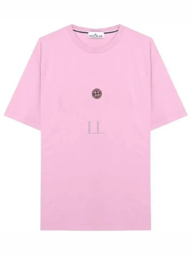 Garment Dyed Lettering One Print Cotton Jersey Short Sleeve T-Shirt Pink - STONE ISLAND - BALAAN 2