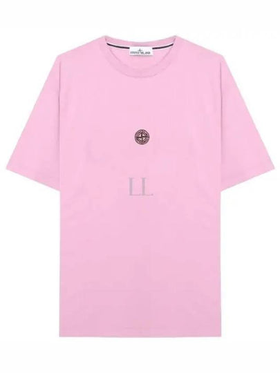 Garment Dyed Lettering One Print Cotton Jersey Short Sleeve T-Shirt Pink - STONE ISLAND - BALAAN 2