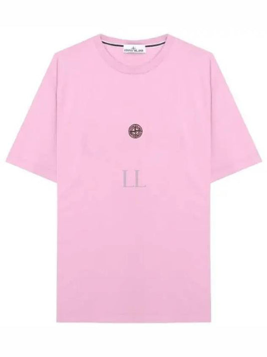 Garment Dyed Lettering One Print Cotton Jersey Short Sleeve T-Shirt Pink - STONE ISLAND - BALAAN 2