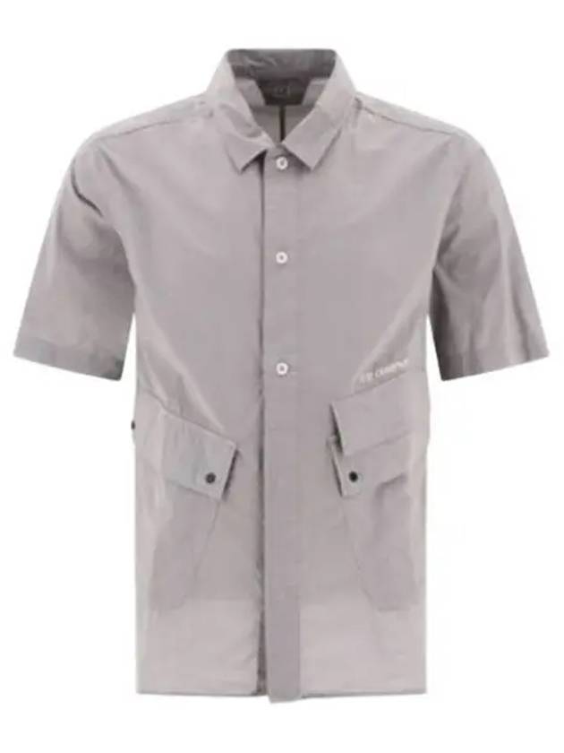 Cotton Popeline Pocket Short Sleeve Shirt Grey - CP COMPANY - BALAAN 2