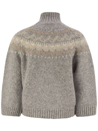 Jacquard high neck sweater in alpaca, wool and micropaillettes - PESERICO - BALAAN 2