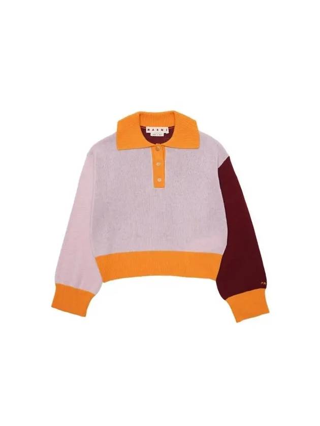 Color Block Polo Knit Top Pink - MARNI - BALAAN 2