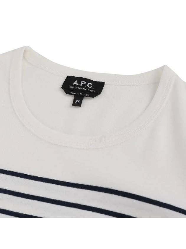 Logo Print Stripe Short Sleeve T-Shirt White - A.P.C. - BALAAN 4