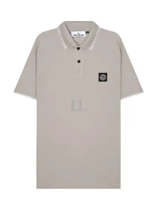 Stretch Cotton Pique Short Sleeve Polo Shirt Dove Grey - STONE ISLAND - BALAAN 2