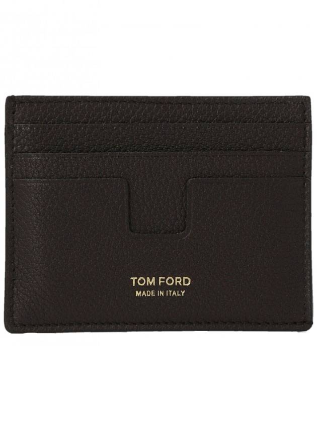 T Line Card Wallet Dark Brown - TOM FORD - BALAAN 1