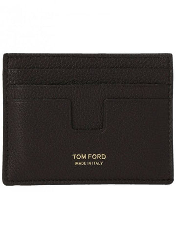 T Line Card Wallet Dark Brown - TOM FORD - BALAAN 1