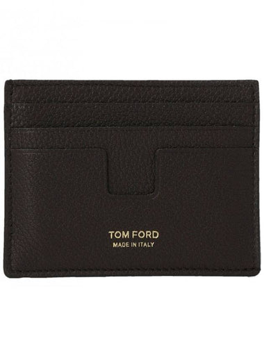 T Line Card Wallet Dark Brown - TOM FORD - BALAAN 1