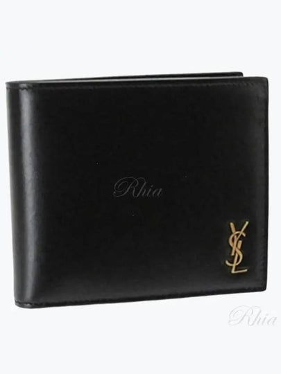 Tiny Cassandre Gold Monogram Half Wallet Black - SAINT LAURENT - BALAAN 2