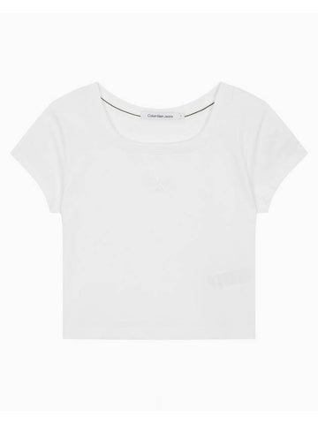 Jeans Logo Baby Short Sleeve T-Shirt White - CALVIN KLEIN - BALAAN 1